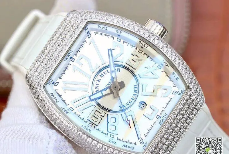 Franck Muller Vanguard V45.SC.DT.D.NBR.CD.5N.NR 1:1 Best Edition Replica Watch Swiss ETA2824 Silver Dial